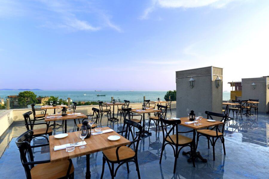 View of Marmara Sea from the hotel's terrace restaurant