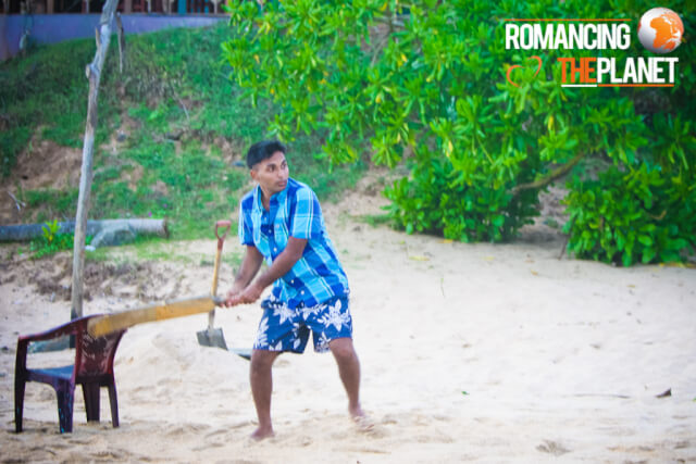 Playing cricket with the locals in Sri Lanka