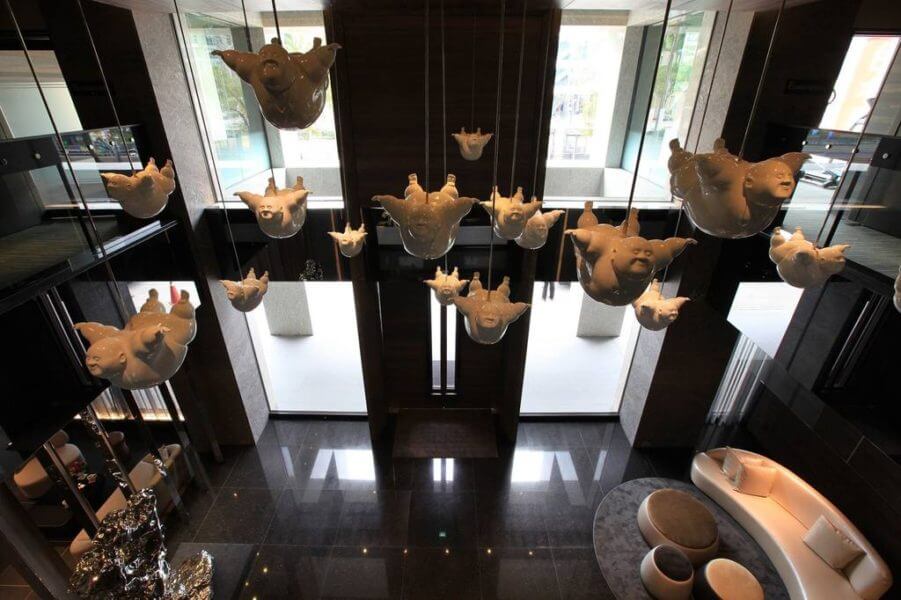 Contemporary art work in the lobby