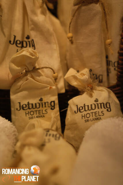 Toiletries provided in jute bags